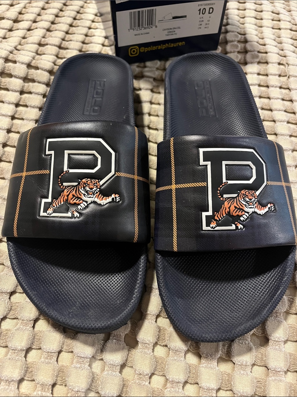 Polo by Ralph Lauren Black Slide Sandals with Tiger Patch
